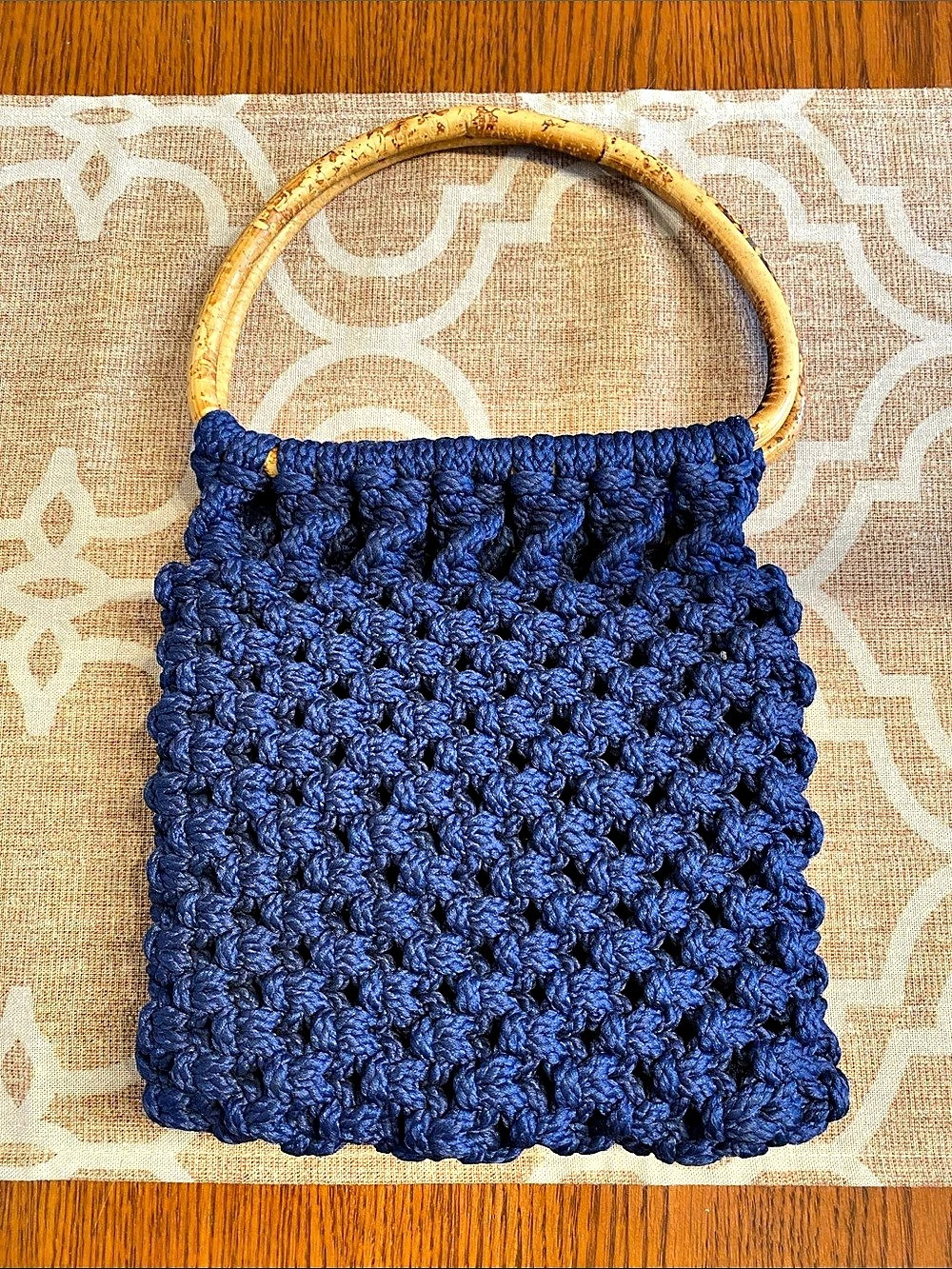 Blue Macrame Woven Purse - Vintage